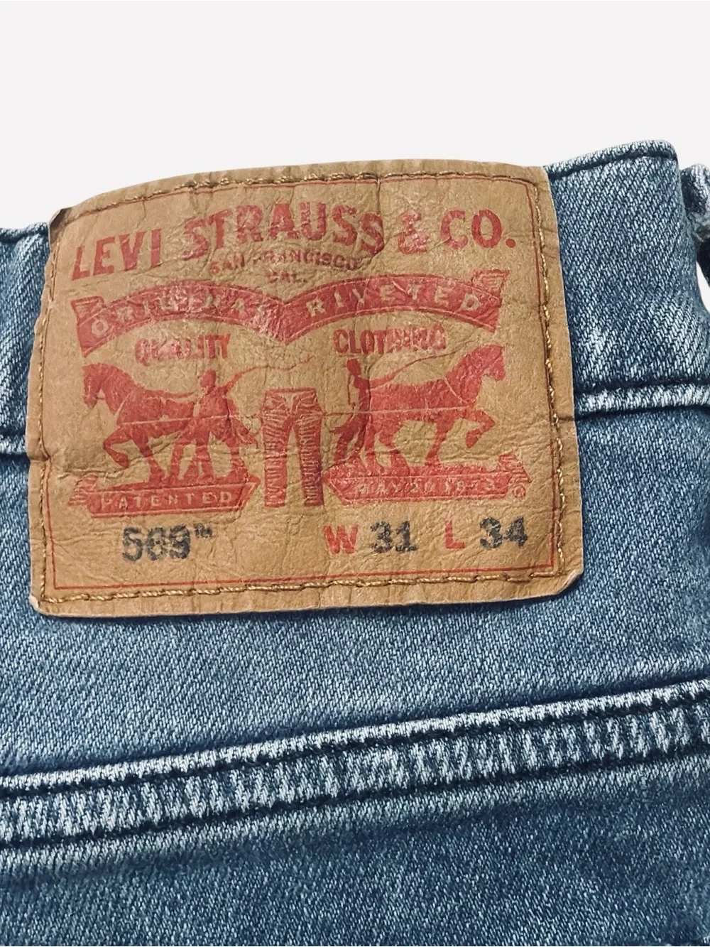 Levi's Blue Medium Wash Loose Fit Straight Leg Cotton Denim Jeans Size 31x34